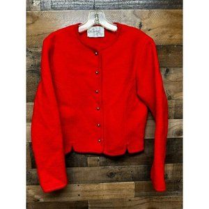 Red Button-Up Cardigan Sweater